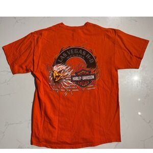 Harley Davidson Las Vegas Eagle Flames Orange T Shirt